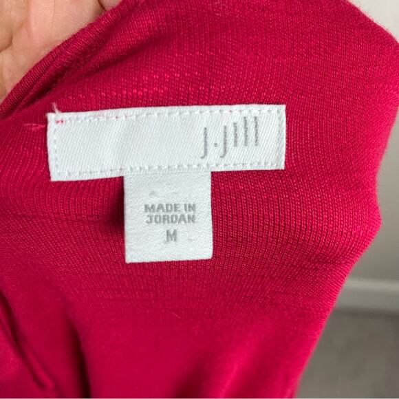 J Jill Red Knit Short Sleeve Double layer Midi Dress Medium - Picture 6 of 6